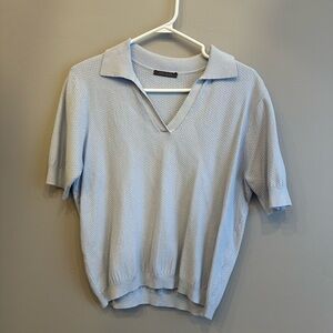 Suzy Shier Light Blue Textured Polo